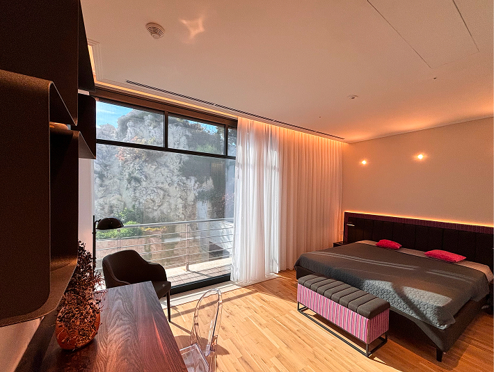 Modern living room with heat control